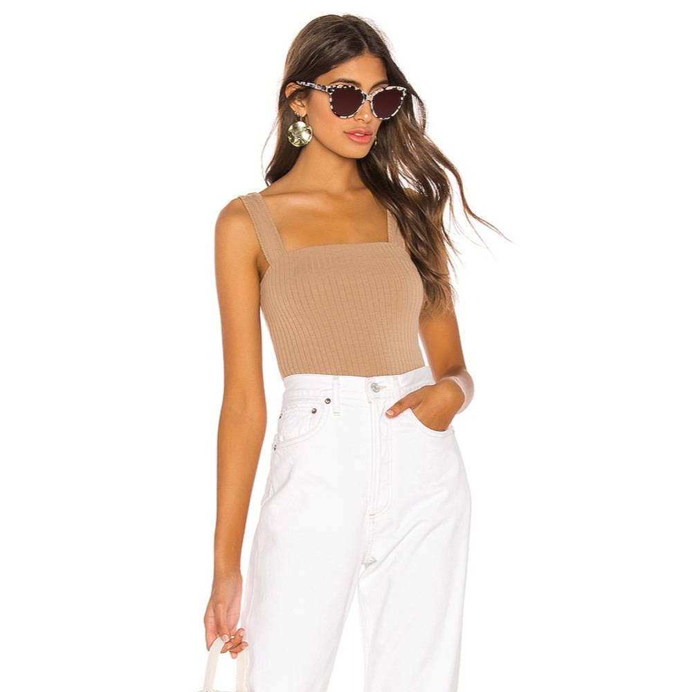 Lovers Friends Sol Top Taupe Ribbed Sleeveless XL